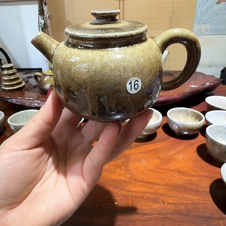 建水紫陶白泥柴烧壶