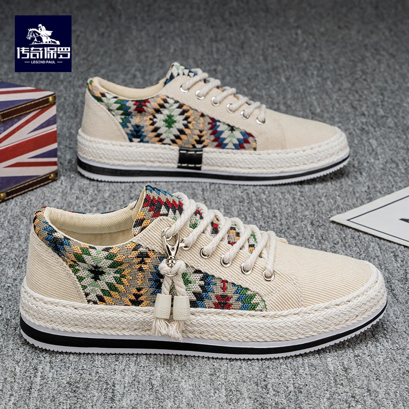 传奇保罗男鞋新款帆布透气百搭时尚休闲板鞋男士潮流百搭低帮潮鞋