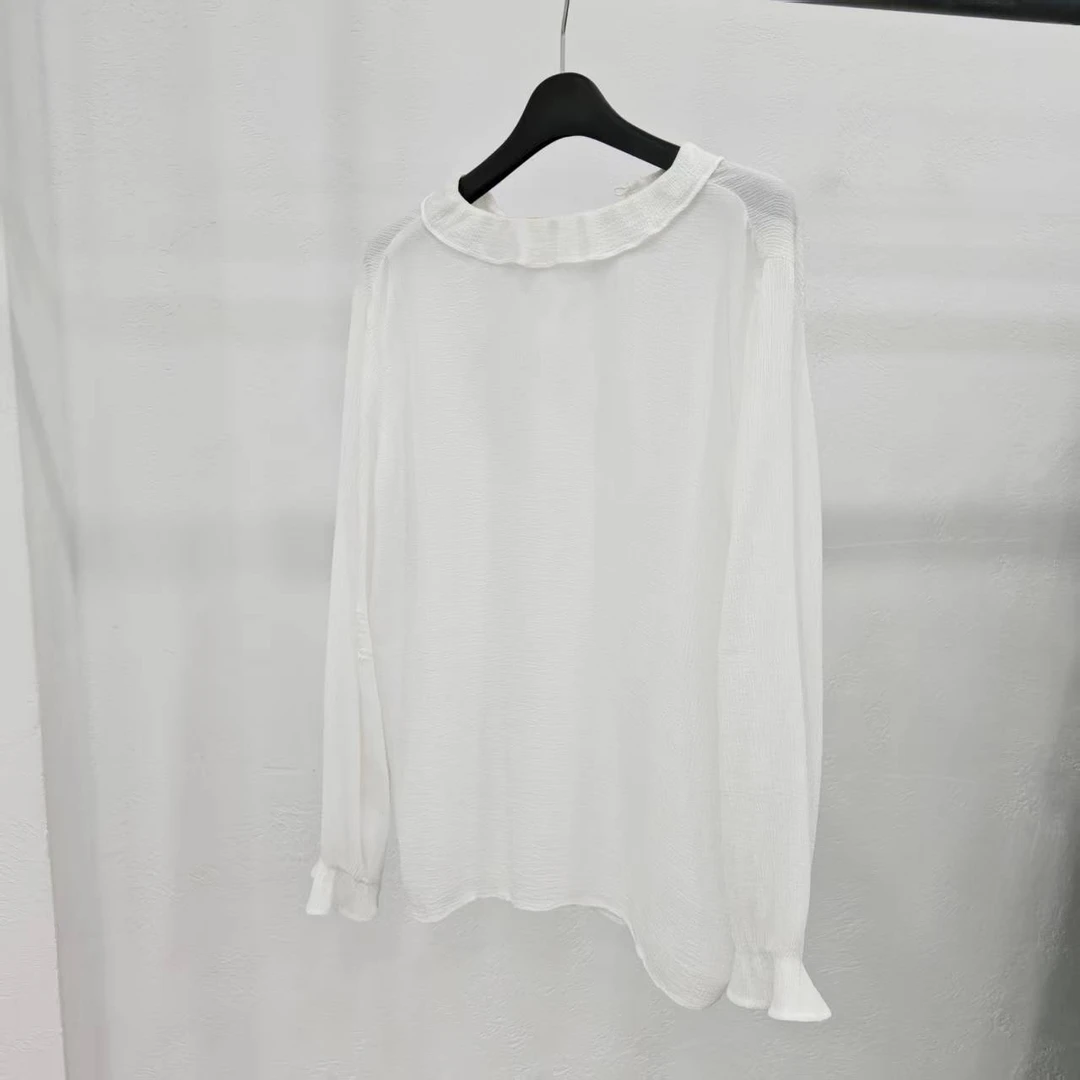 九分袖蕾丝衫简约雪纺衫圆领气质打底衫