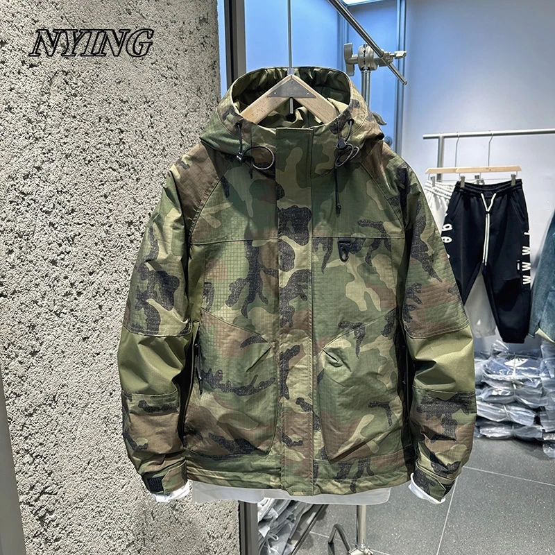 NYINGNYING2025年秋冬外套男士迷彩上衣户外连帽工装上衣潮流时尚