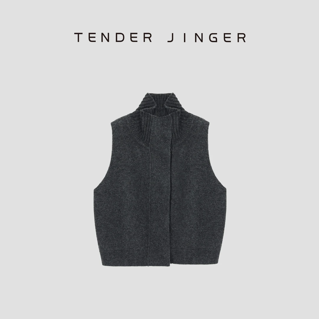 Tender Jinger【脱不下】高领针织纽扣马甲T53AMM41086