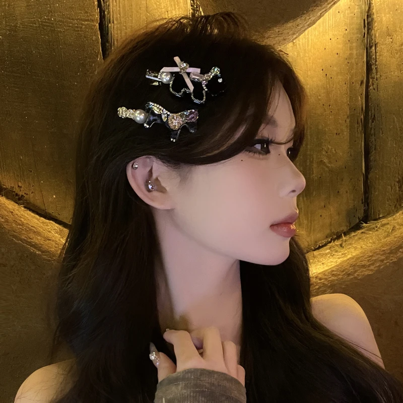 甜美可爱少女小马发夹轻奢精致时尚气质刘海边夹发饰