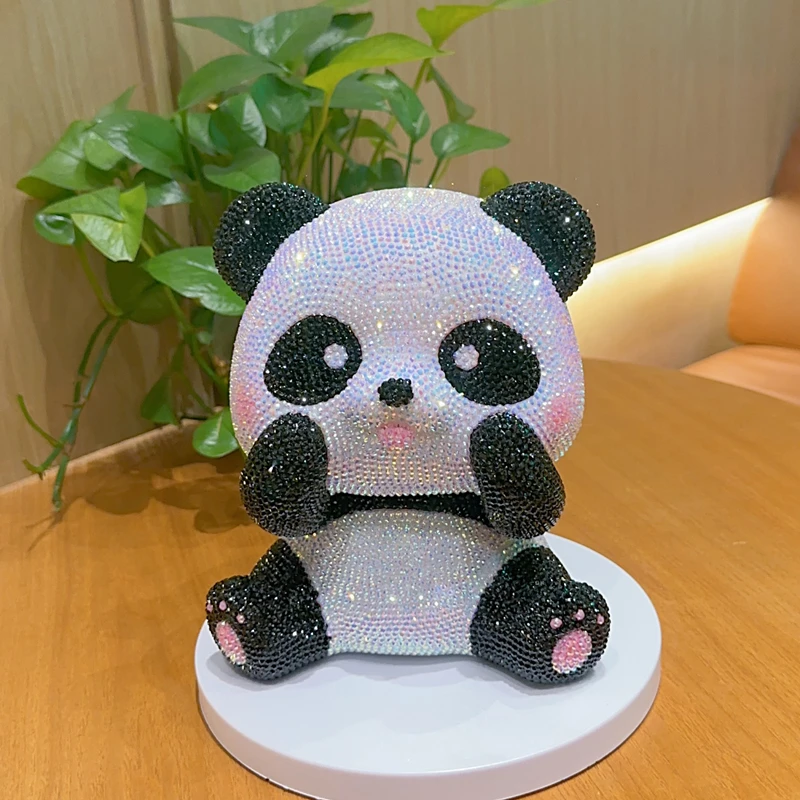 diy贴钻熊猫玩偶存钱罐手工粘钻材料包小熊公仔满钻小摆件储蓄罐