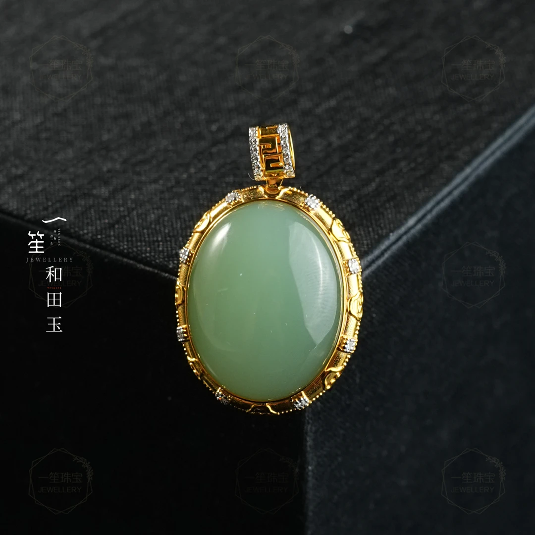 【一笙珠宝】天然和田玉蛋面吊坠裸石约21x16x7mm