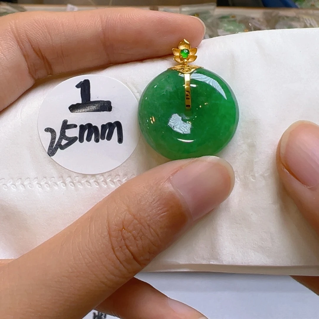 翡翠18K金镶嵌吊坠(不含链)翡翠