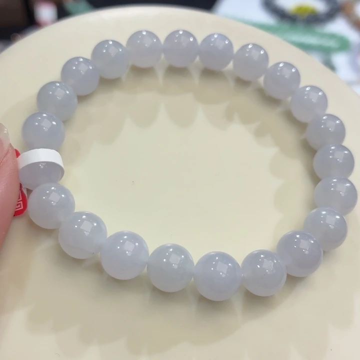 翡翠未镶嵌手链冰胶浅紫卡8.7