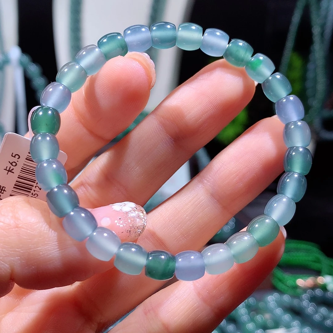 翡翠未镶嵌手链天然a货翡翠手串6.5mm