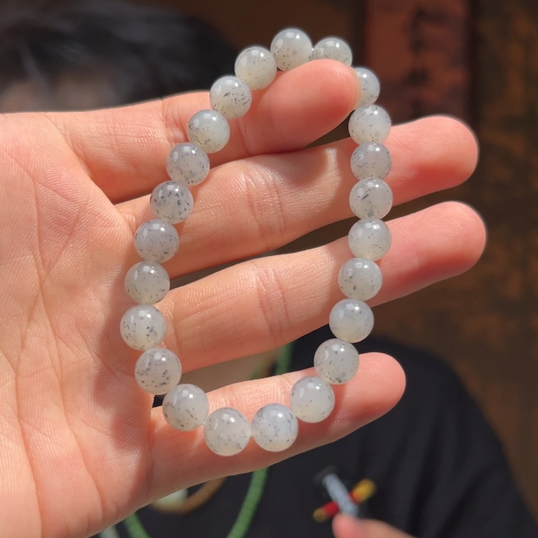 未镶嵌手串和田玉青花单圈卡8mm有包容
