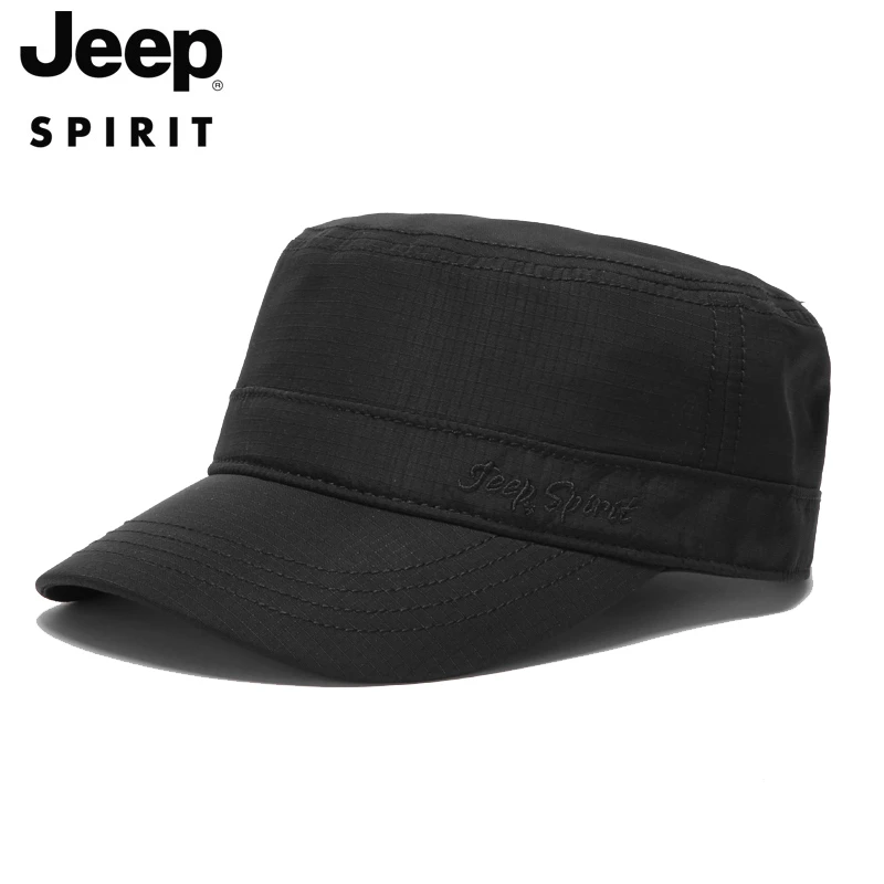 JEEP SPIRIT 吉普平顶帽男士春秋速干鸭舌帽中老年休闲百搭遮阳帽