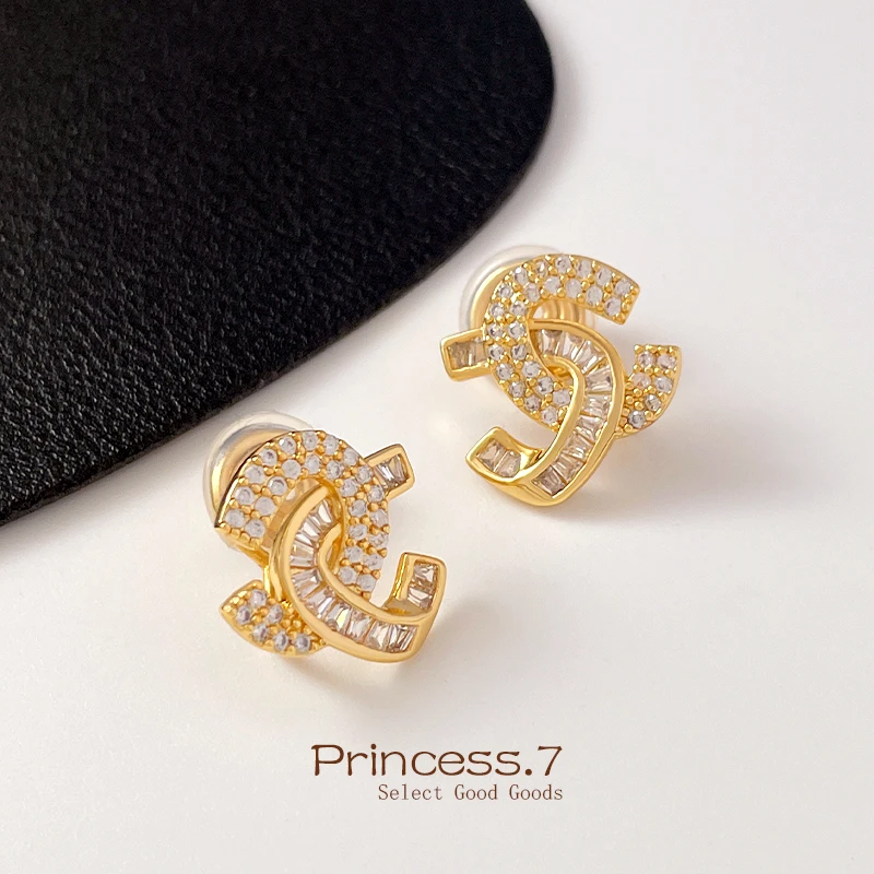 铜合金耳饰 满钻微镶锆石小香风耳夹无耳洞女轻奢小众蚊香盘耳环