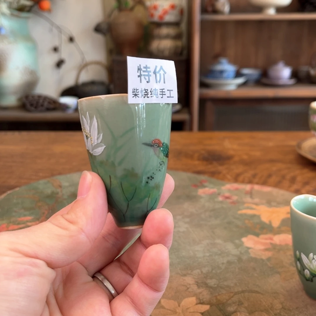 杯柴烧手工手绘陶瓷