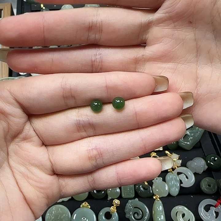 和田玉耳环银S925镶嵌