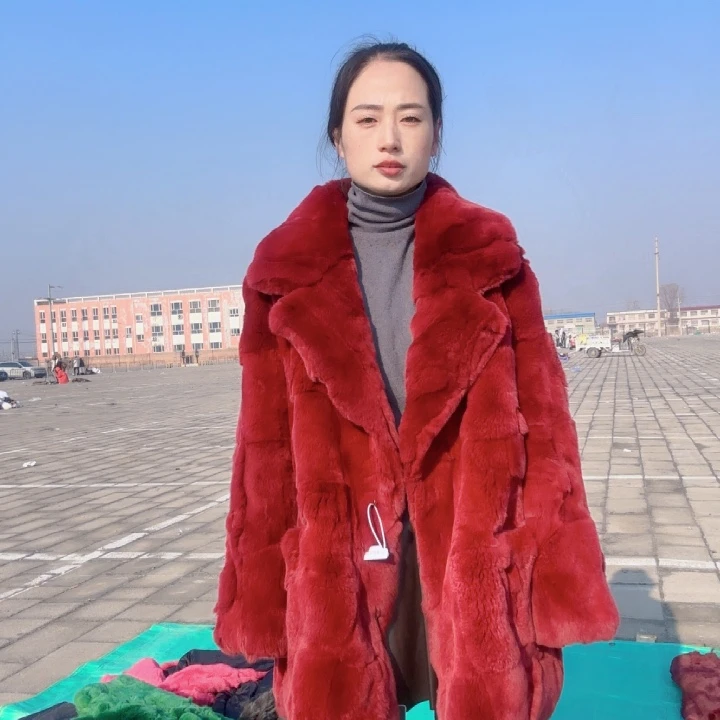 真**露车厘子红中长大翻领2xl