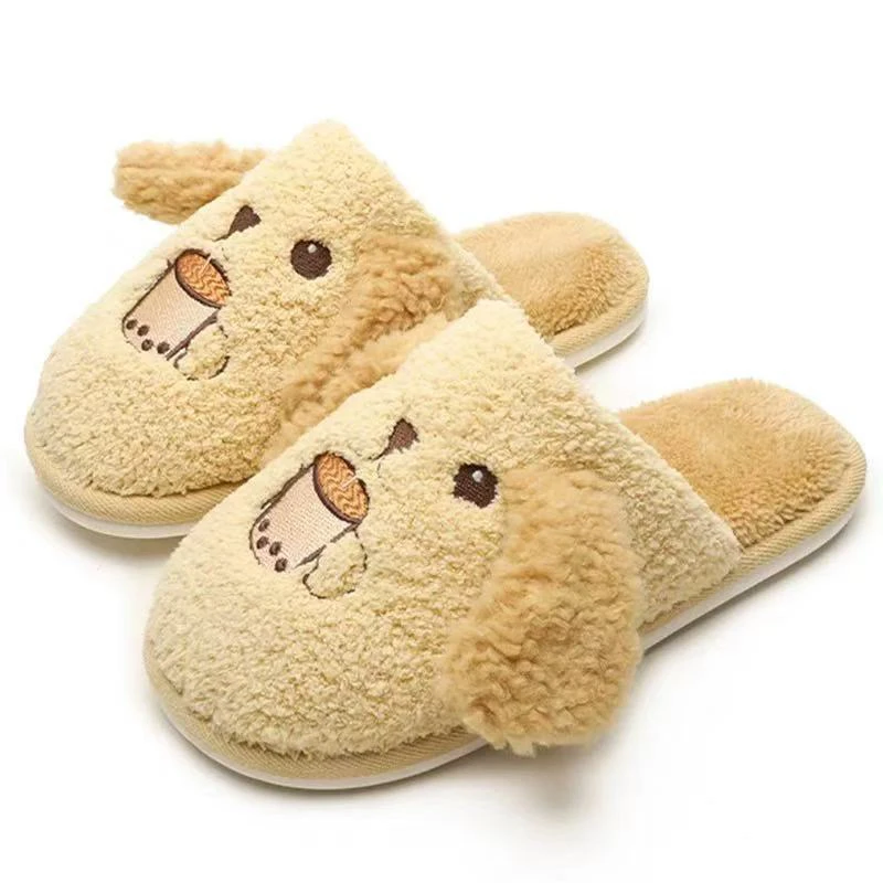 冬季可爱情侣地板拖卡通加绒