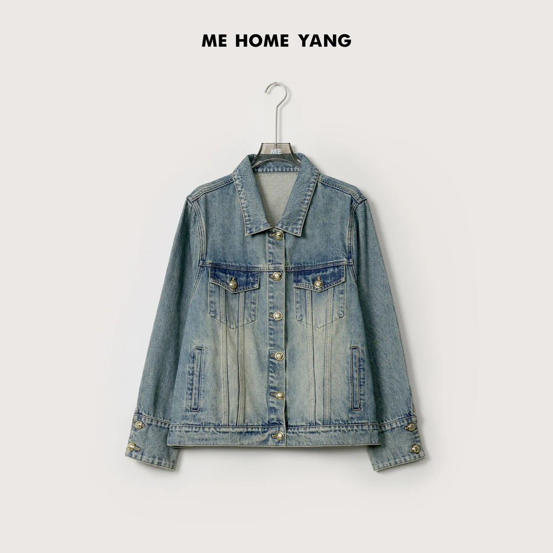 ME【胶片牛仔】重工做旧水洗色百搭经典休闲时尚显瘦外套MEQA0452
