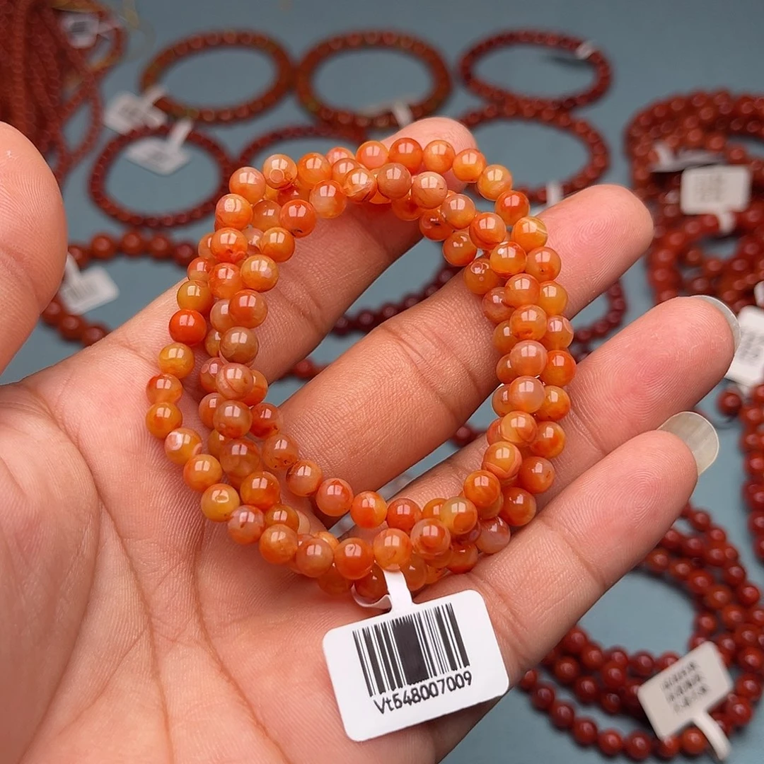 南红玛瑙未镶嵌手链鸡油黄卡5十