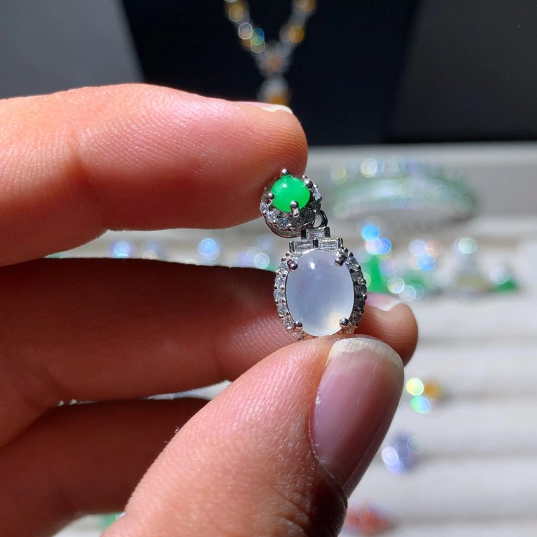 翡翠银S925镶嵌耳饰3