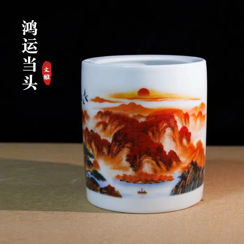 ZY-DP-A48描金鸿运当头笔筒