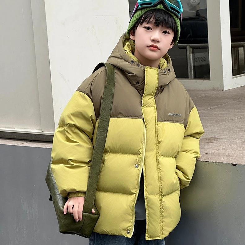 新国标90白鸭绒高充绒儿童羽绒服防泼水冬装男童女童羽绒服面包服