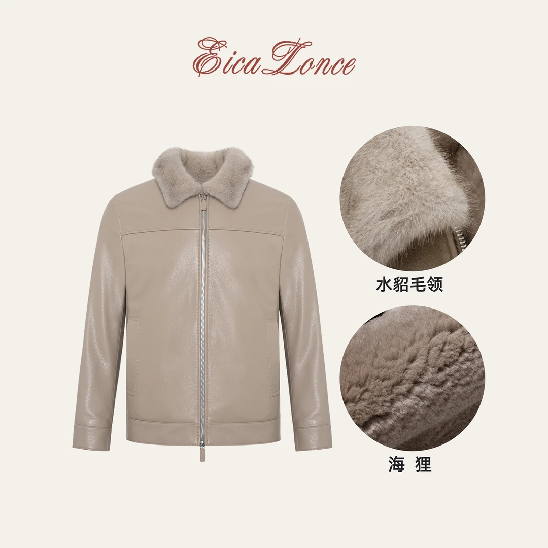 意卡伦萨「杰家」高定水貂毛领 A级北湾海狸山羊皮皮草SN80516