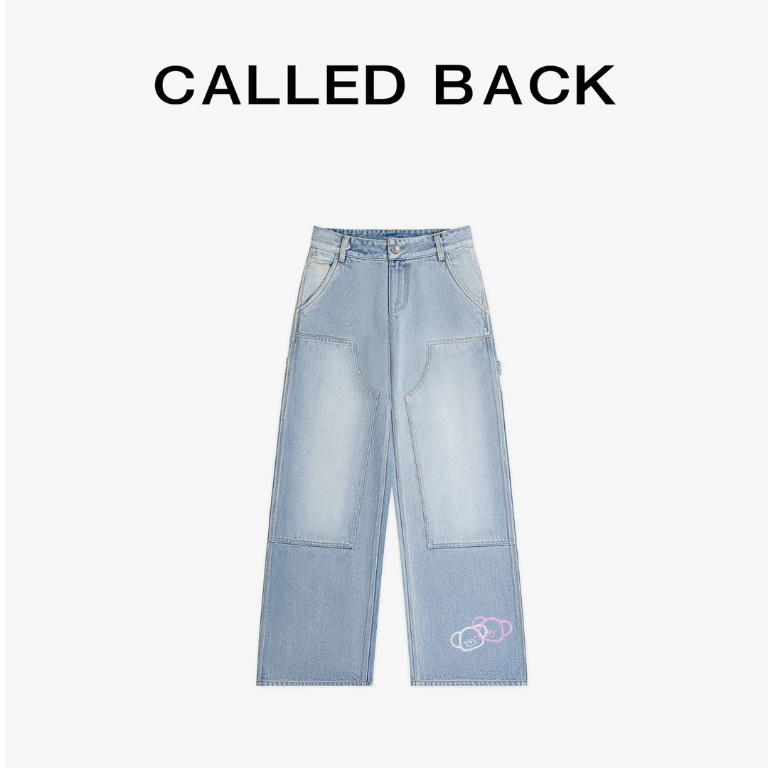 春季休闲宽松小熊印花遮肉显瘦牛仔裤241043