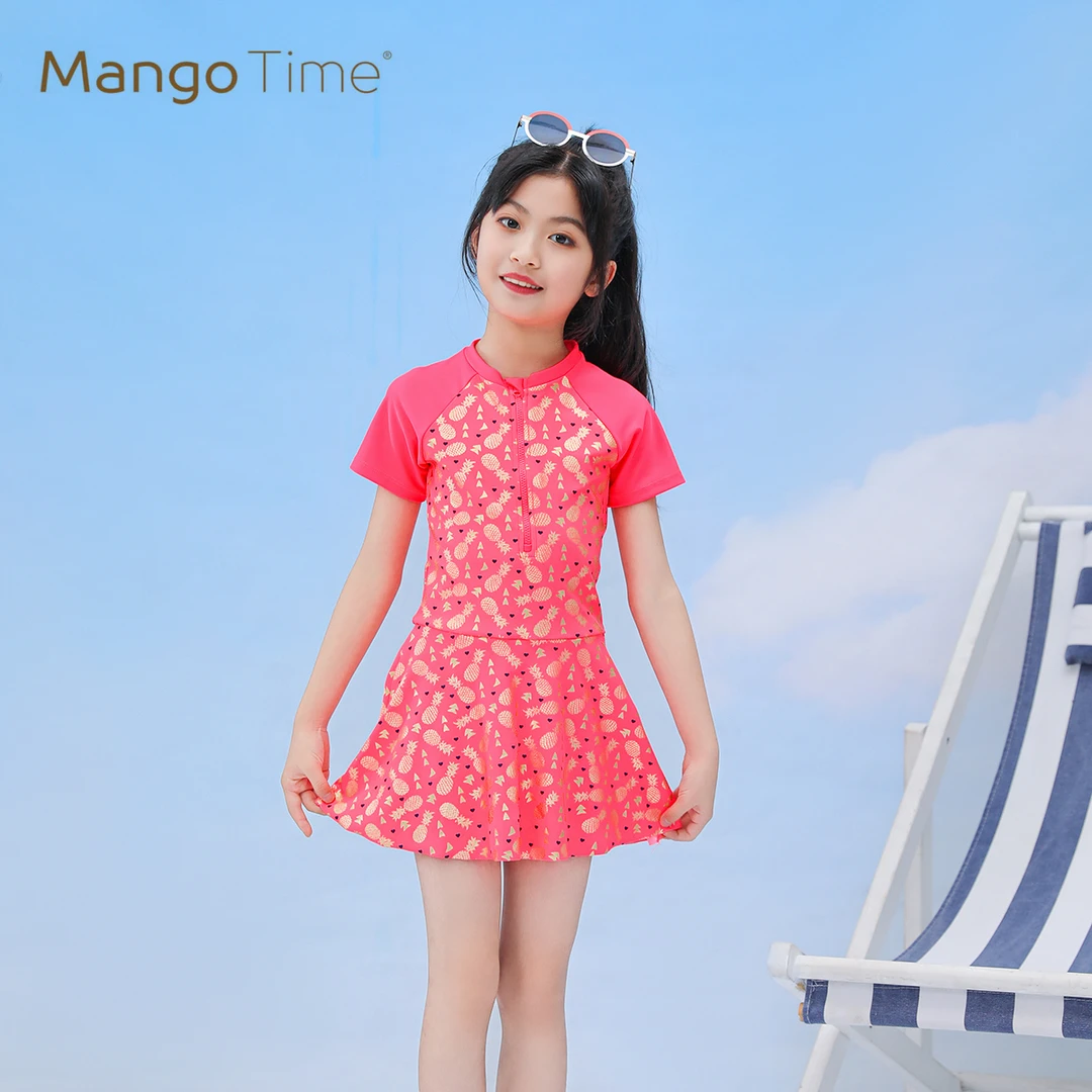 儿童泳衣女童连体公主裙潮款洋气碎花泳装夏季游泳温泉泳服小女孩