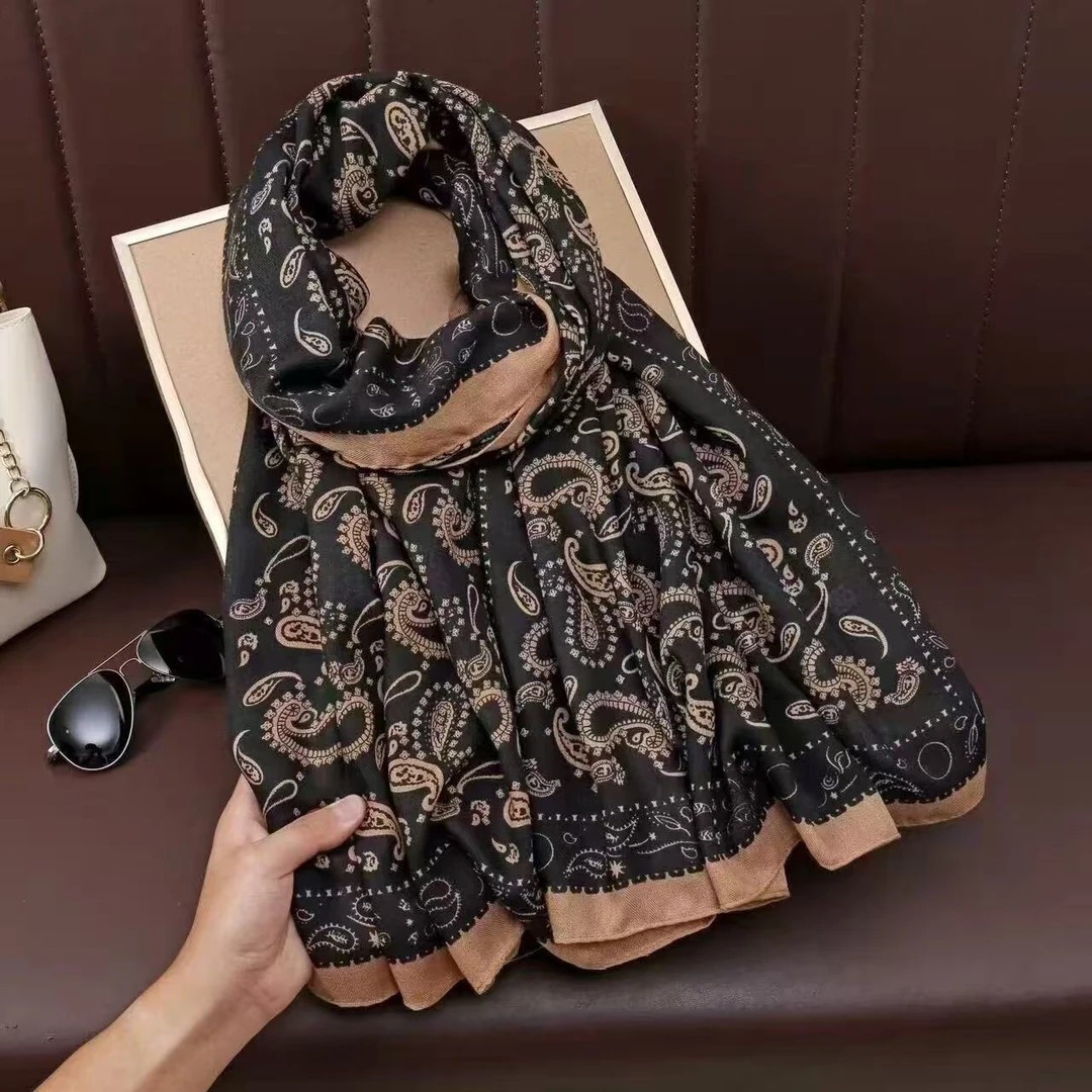 【亮一嗓专属】棉麻围巾（咖色花）