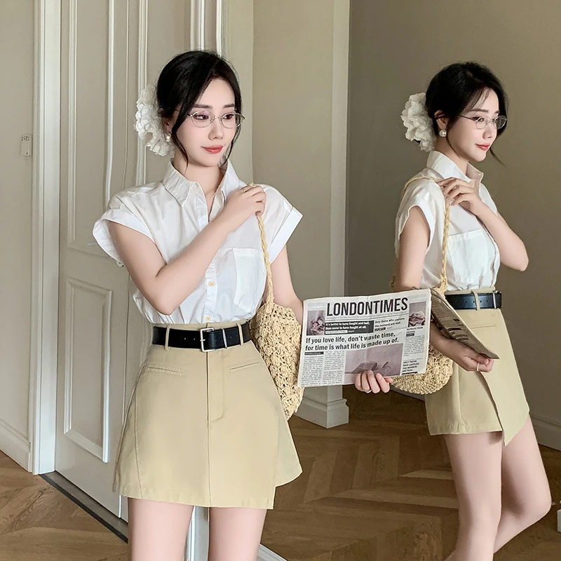 休闲短裤夏季裙女2025白色显瘦裤裙高腰阔腿靴裤外穿短裙裤女薄款