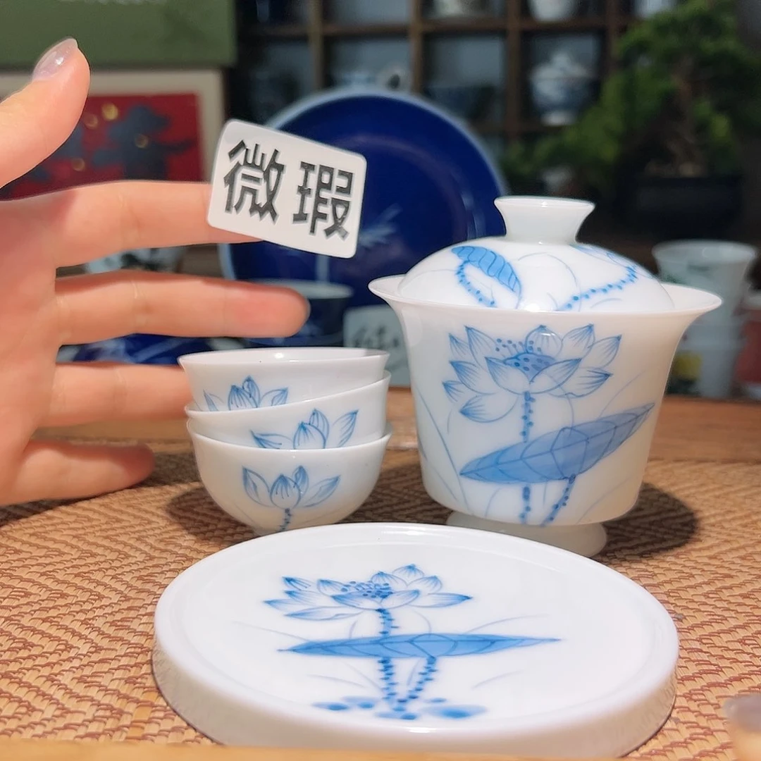 【闪购商品】微瑕 手绘 盖碗