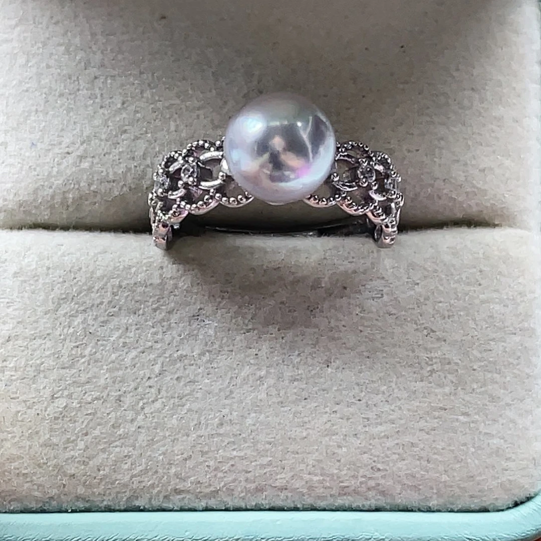 银S925镶嵌戒指海水珍珠