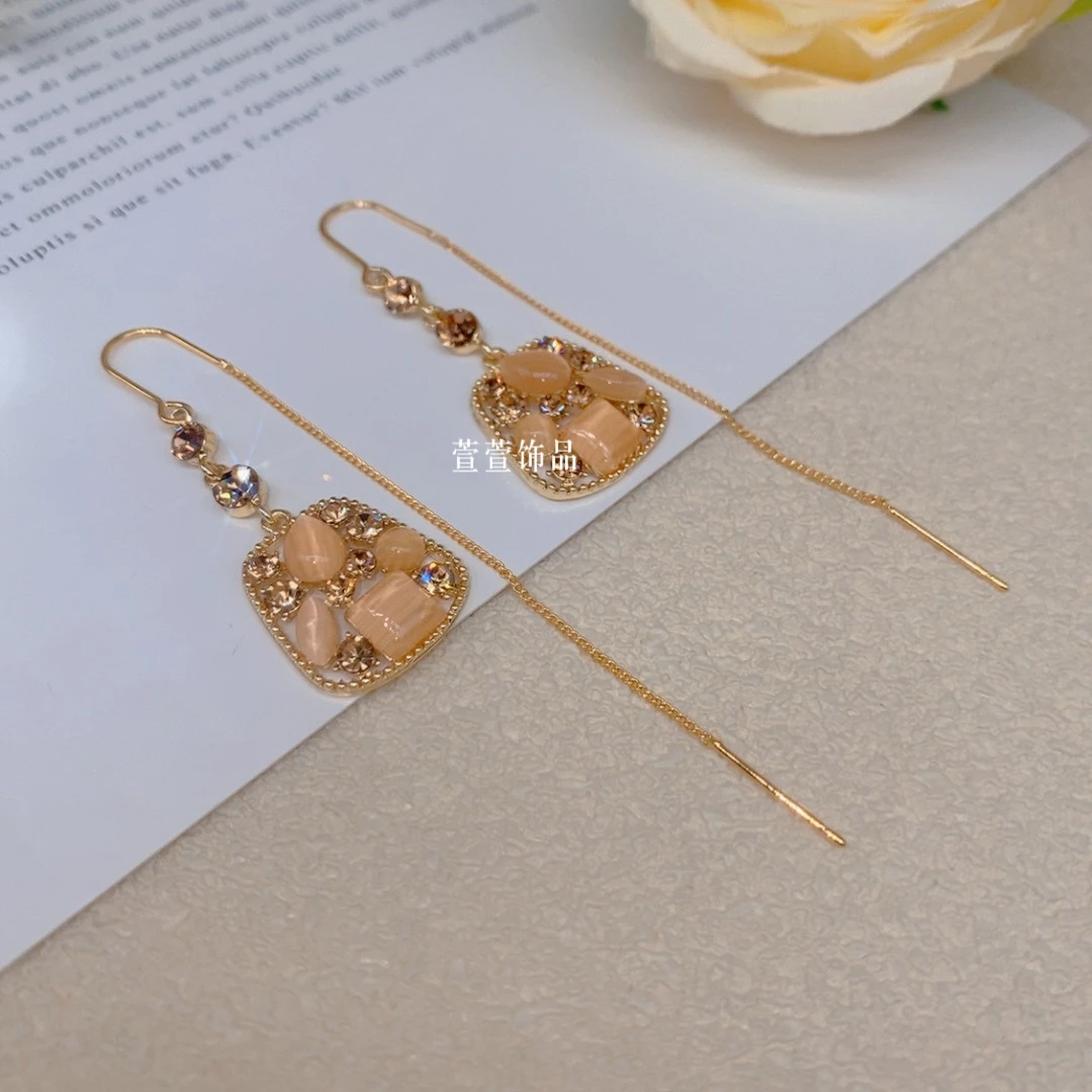 铜合金无非金属耳饰 【四方来财】时尚气质百搭高级感轻奢耳环0469