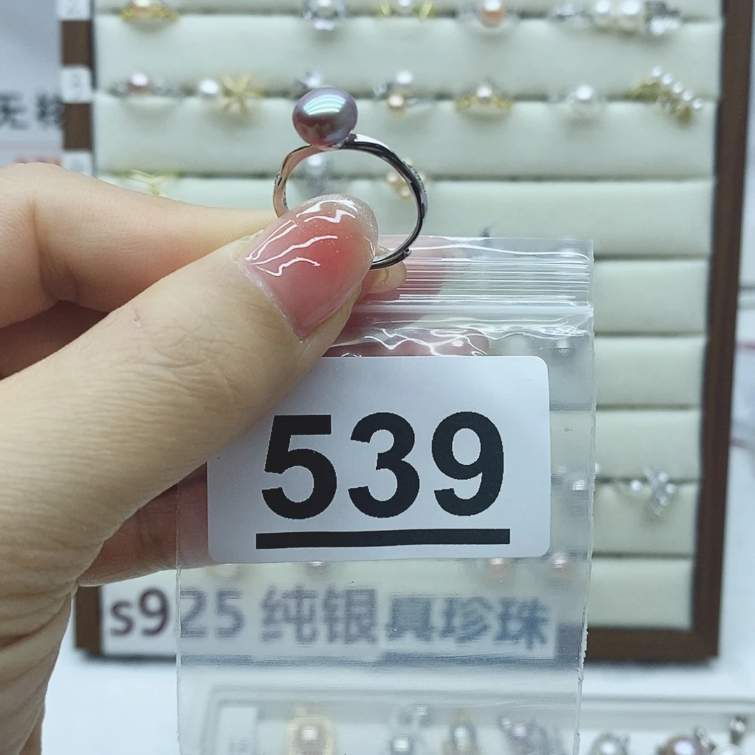 淡水珍珠戒指银S925镶嵌539