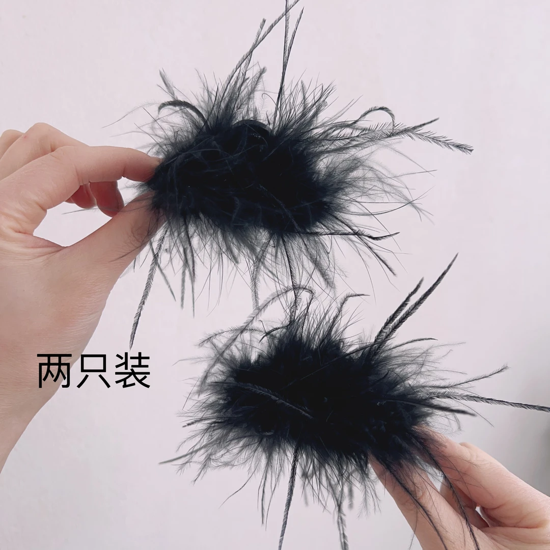 初菡/新款羽毛刘海夹氛围感公主头7cm小爪夹一对装