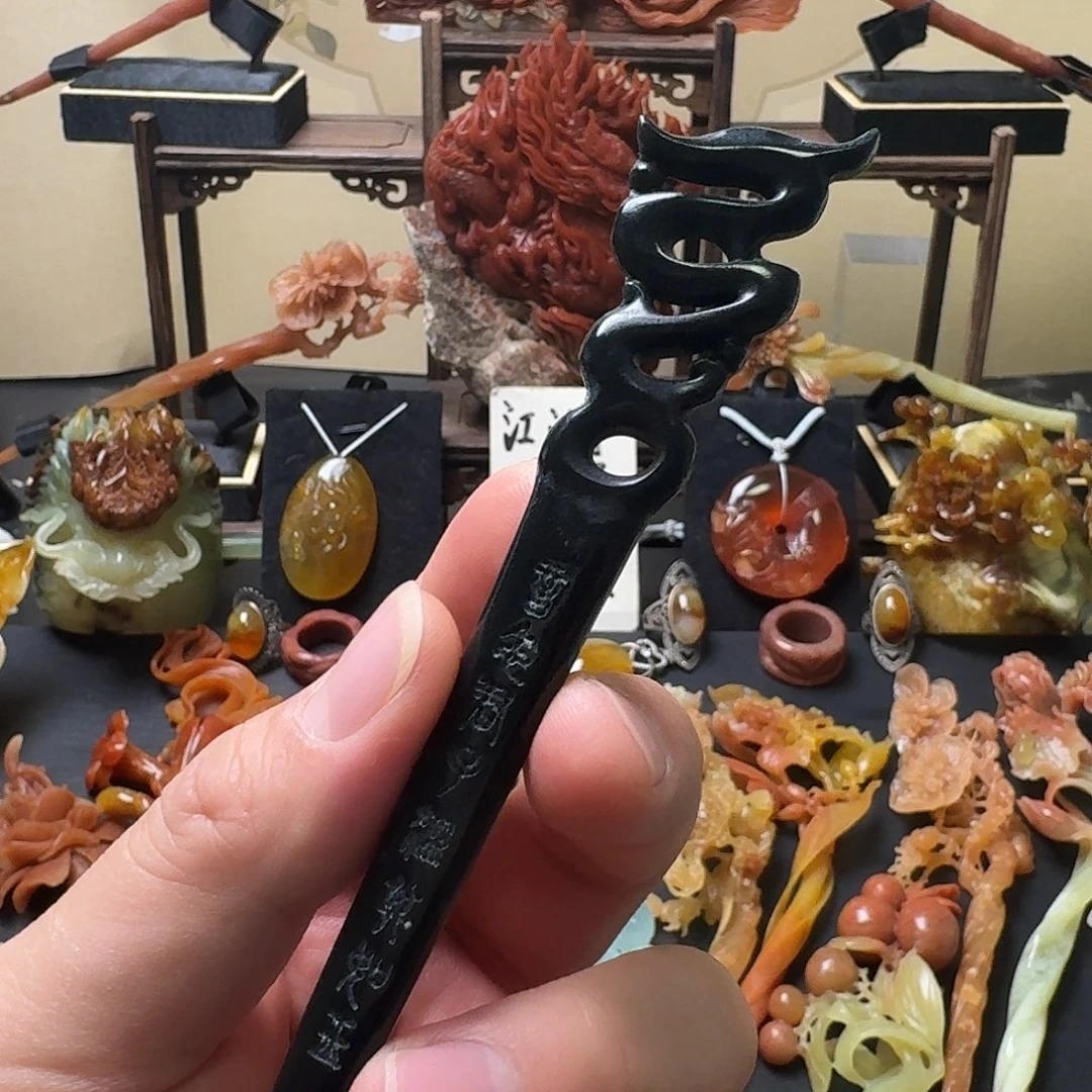 蛇纹石玉未镶嵌发饰