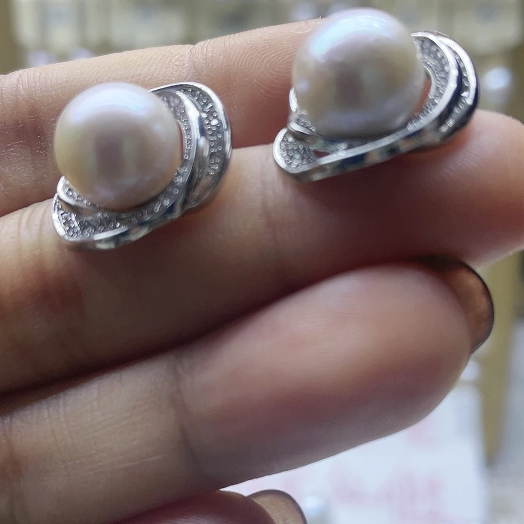 淡水珍珠耳饰银S925镶嵌