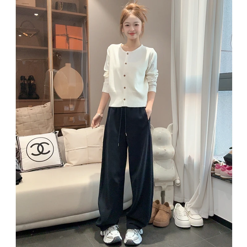 9007弯刀运动裤女秋季2025年新款宽松卫裤直筒休闲阔腿束脚长裤子