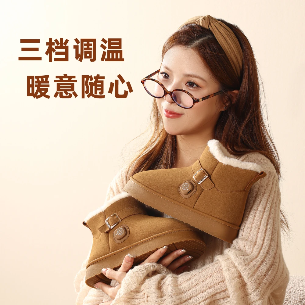 方乐智能加热雪地靴冬季下雪防滑复古雪地靴防水防滑加厚加绒女