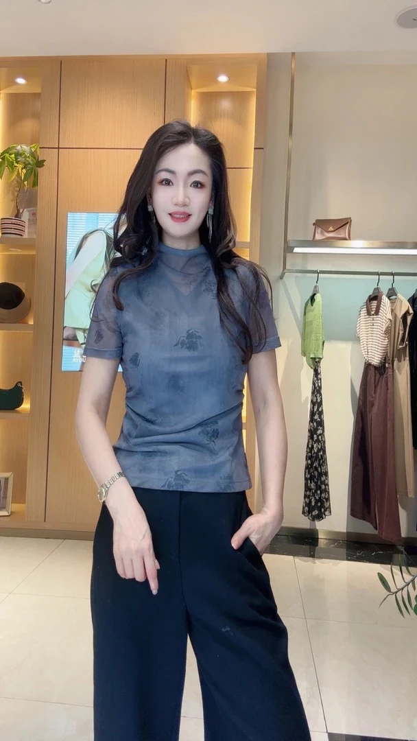 25216311【高斯雪岚】新款百搭印花纱衣