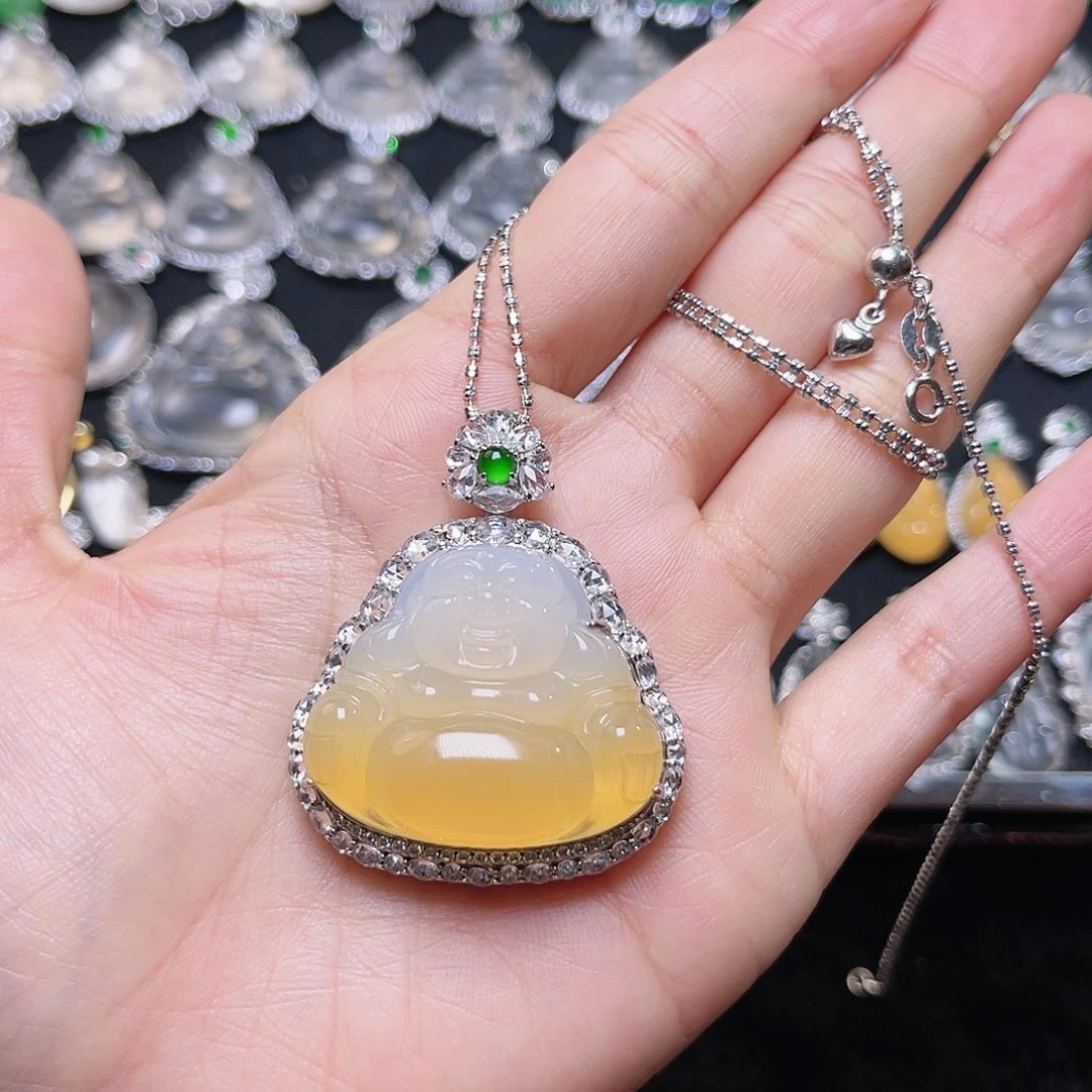 玛瑙/玉髓颈饰银S925镶嵌花*