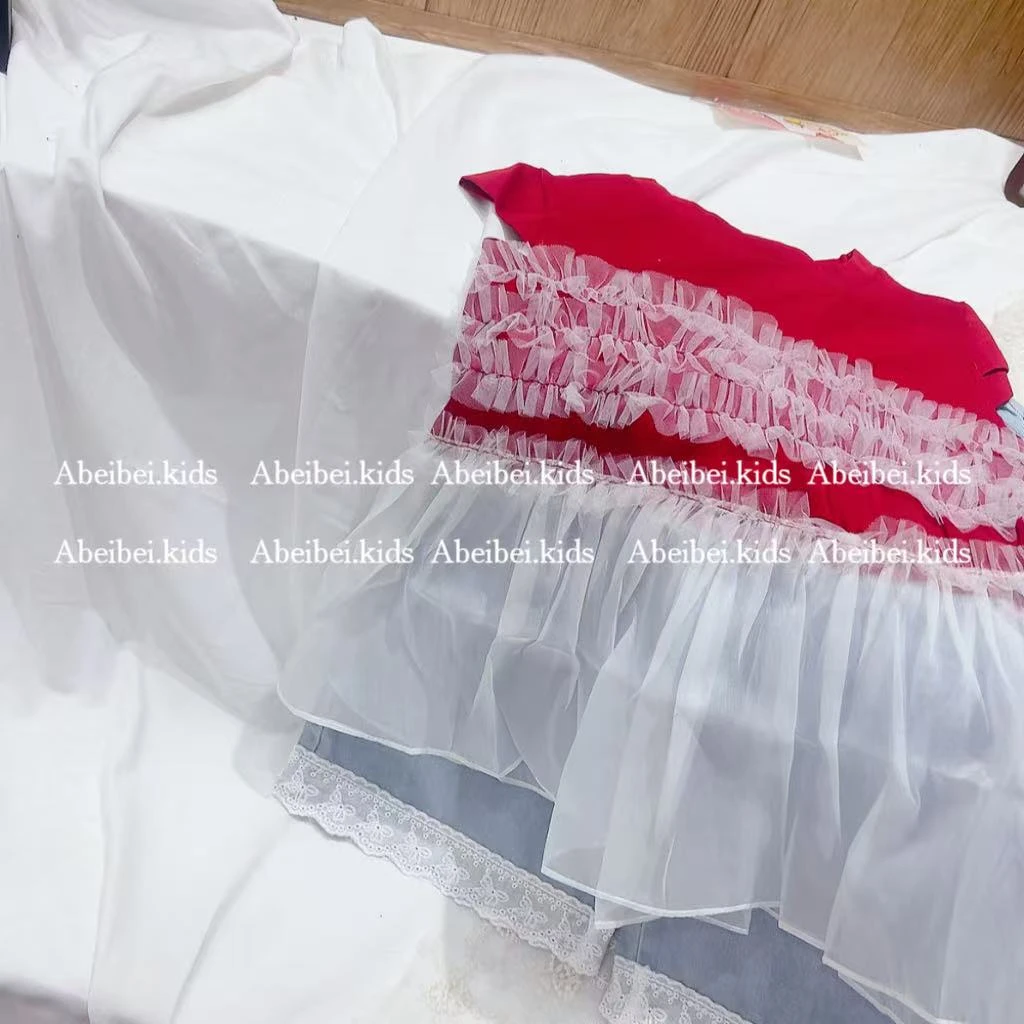 G8【阿米娅25213红色莎莎上衣配牛仔裤】童装