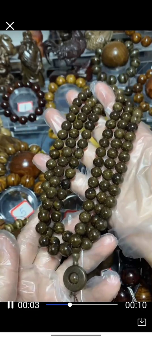 1.0 108水波纹墨绿阴沉木男女精品手把玩