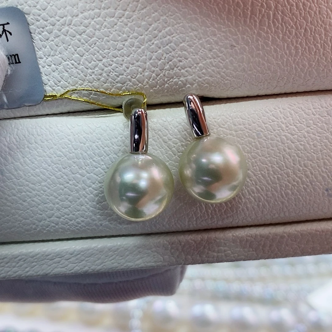 银S925镶嵌耳饰海水珍珠10-11