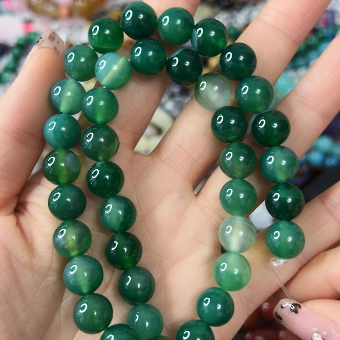 玛瑙/玉髓合金珠宝半成品 卡10盐源玛瑙绿一条