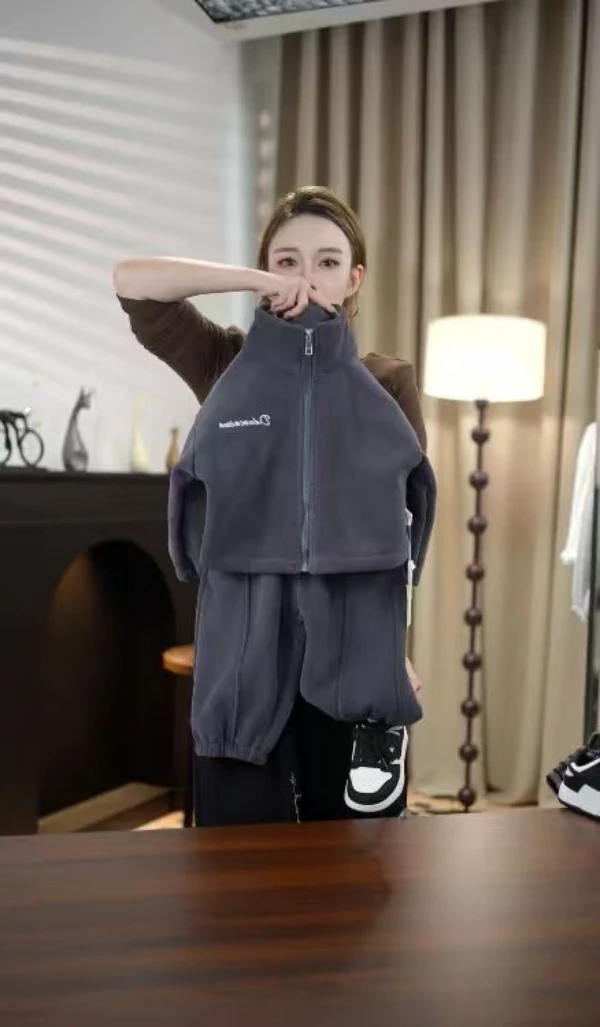 儿童秋冬加绒加厚保暖套装韩版男童女童奥利绒俩件套中大童