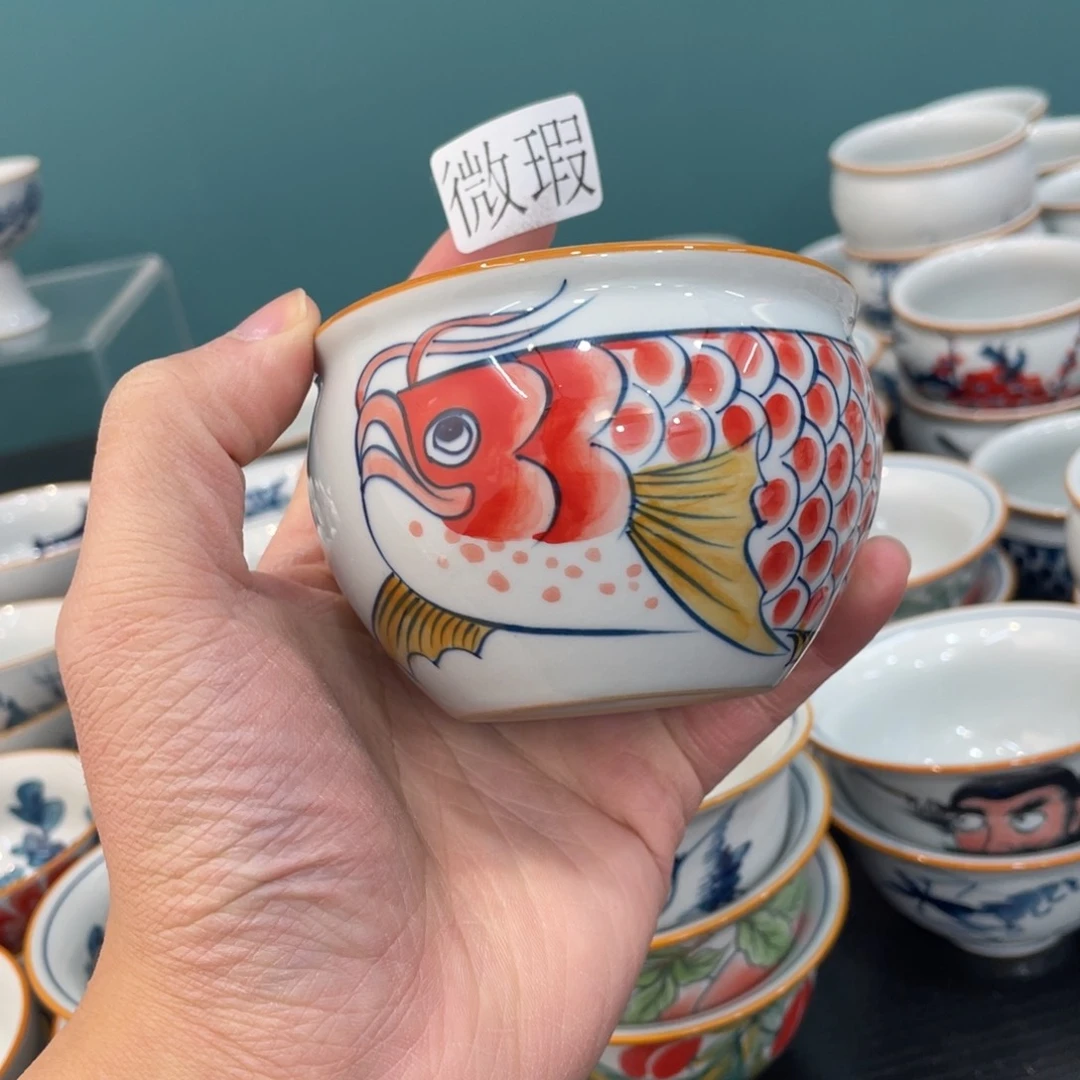 釉下手绘茶具微瑕