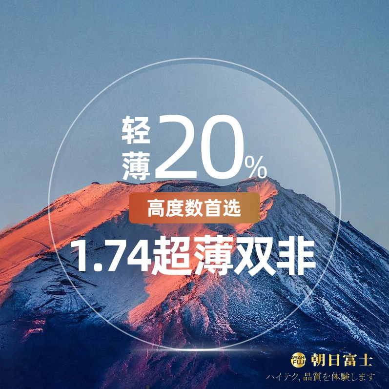 高度数近视镜片日本朝日富士1.74双非超非PLUS超薄防蓝光定制镜片
