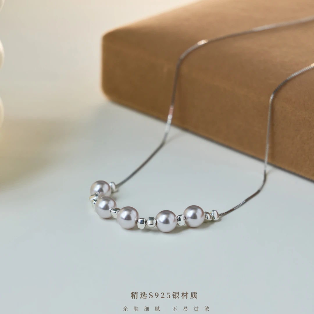 丽沁 坠链均925银 曼塔玫瑰紫珠微笑项链银珠气质百搭简约