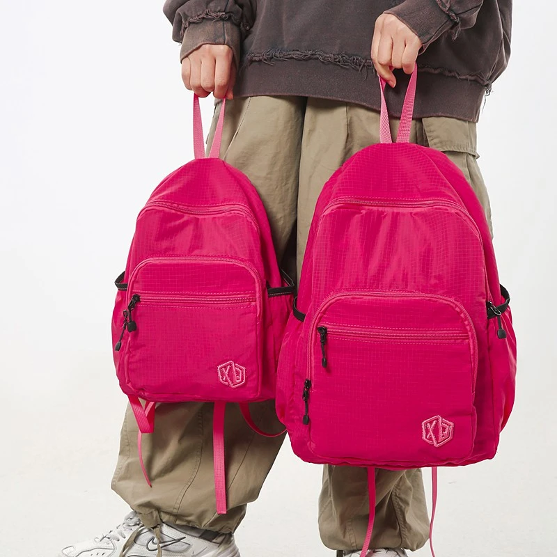 小众轻便防水速干健身小背包女可收纳折叠旅行包简约糖果色双肩包