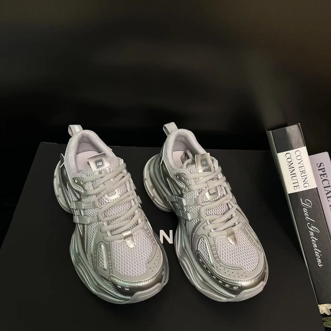 【格恩高校】厚底网面老爹鞋女2025春季新款厚底百搭运动鞋19-001