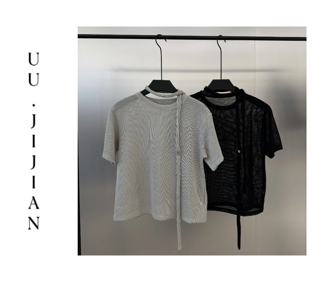 2025/夏/极简高级设计感镂空短袖 8300#